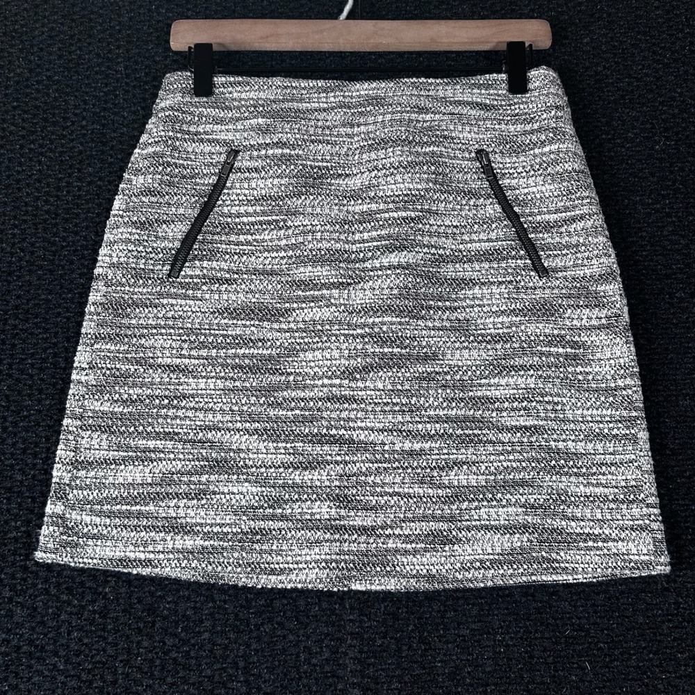 Ann Taylor LOFT Women's Size 0 Black White‎ Tweed Textured Mini Skirt Zipper